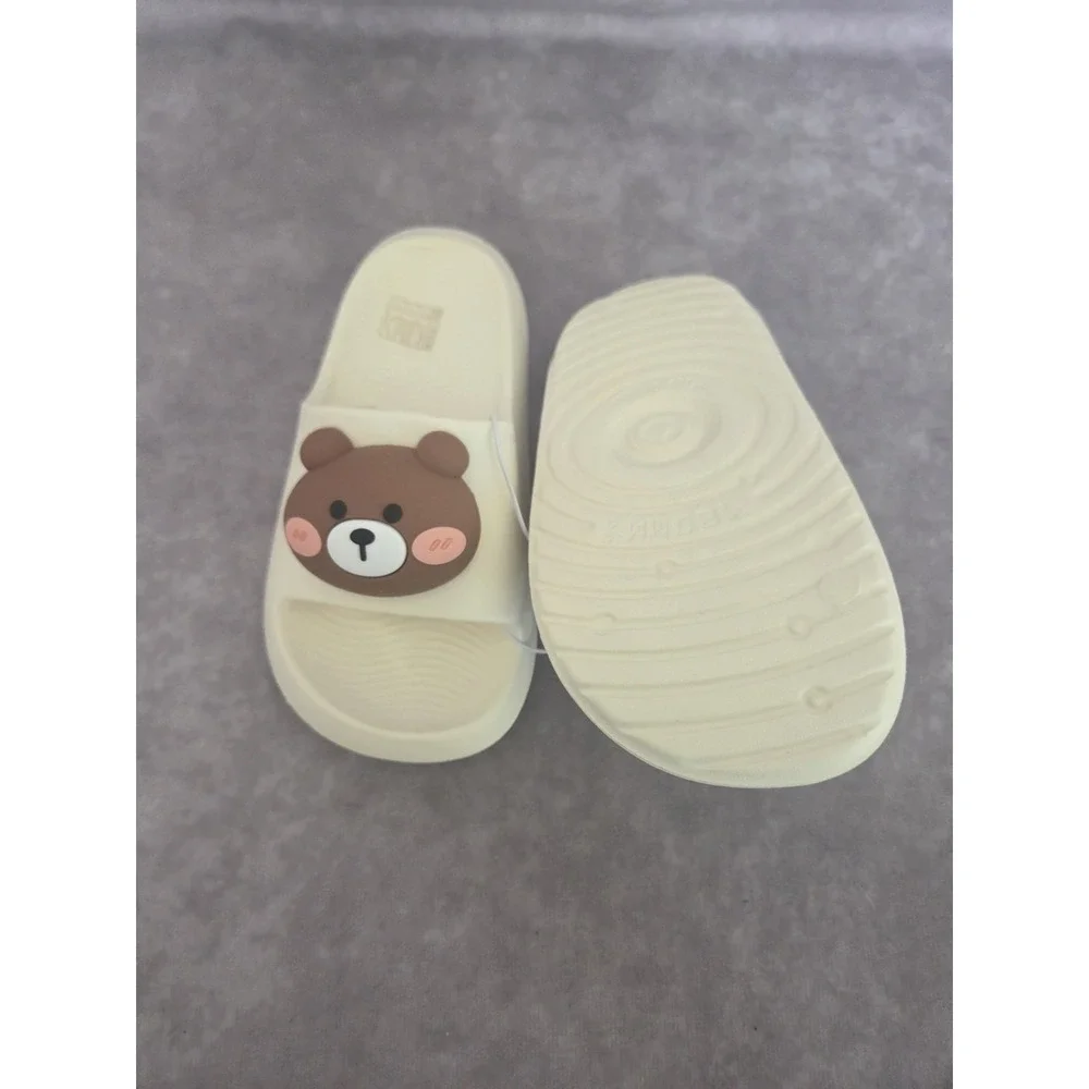 Unisex Toddler Slides Size 10 Off White Teddy Bear